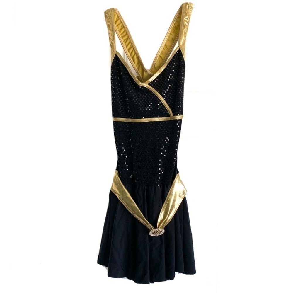 Black and Gold Sequin Dress - Women's Performance Skater Dress